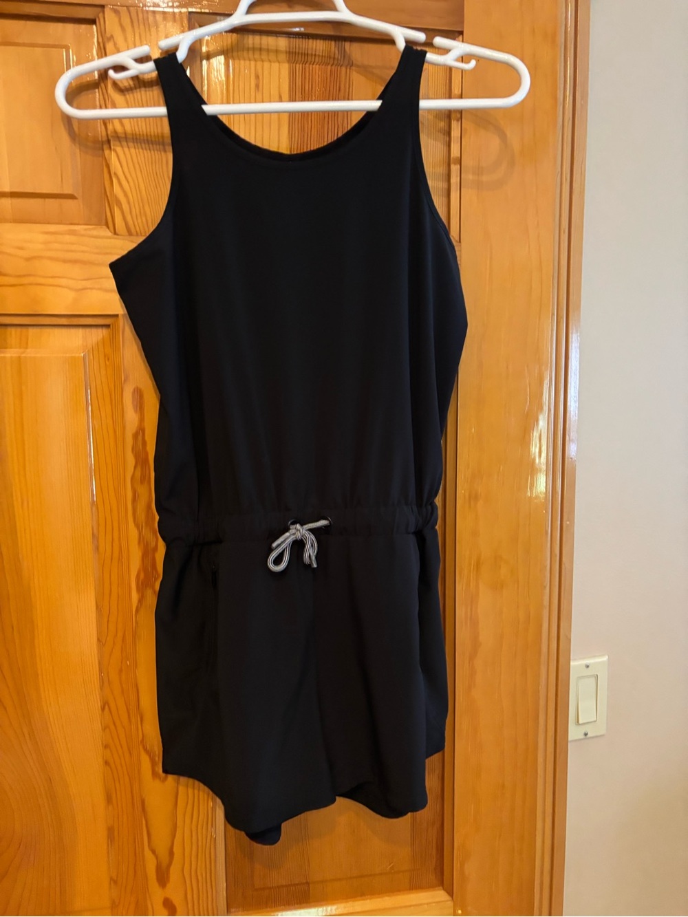 Athleta Black Sleeveless Girls Romper with Drawstring